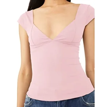 Sexy Y2K Women’s Crop Top Deep V Neck Backless Summer Tee