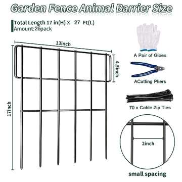25 Pack Animal Barrier Fence for Garden Protection
