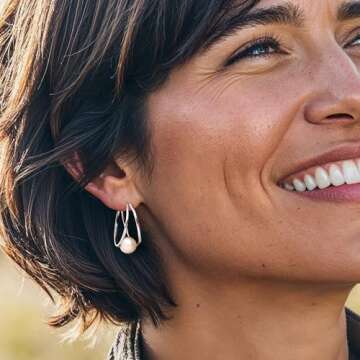 Ross-Simons Pearl Double Hoop Earrings in Sterling Silver