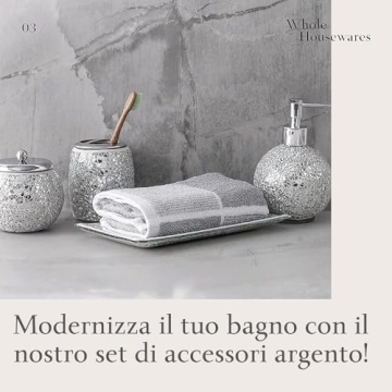 Elegant Mosaic Glass Bathroom Accessory Set | 4 Pieces