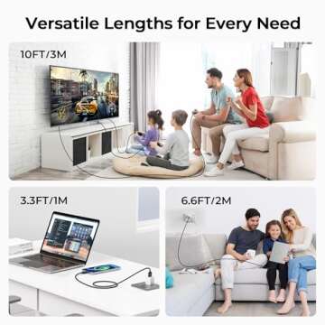 Colorful Durable USB Type C Charger Cable for AirPods 4th Gen - 3.3FT 2 Pack