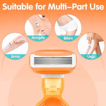 DreamGenius Travel Razors for Women Include 1 Handle and 5 Cartridges, Extra Smooth 5-Blade Travel Essentials Razor with Case for Shaving, Orange