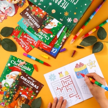 Christmas Coloring Books & Stacking Crayons for Kids Holiday Gifts