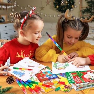 Christmas Coloring Books & Stacking Crayons for Kids Holiday Gifts