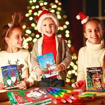 Christmas Coloring Books & Stacking Crayons for Kids Holiday Gifts