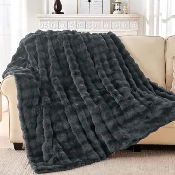 Luxury Faux Rabbit Fur Throw Blanket, Cozy Fluffy Blanket for Ultimate Comfort