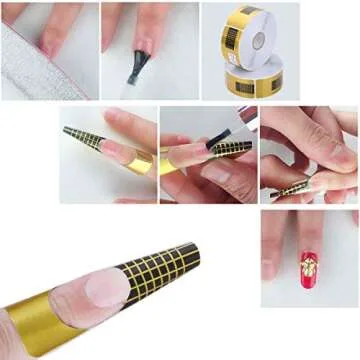500 Pcs Nail Forms for Acrylic/Polygel Nails, Nail Extension Forms Guide Stickers Nail Paper Forms for DIY Nail Art Tips