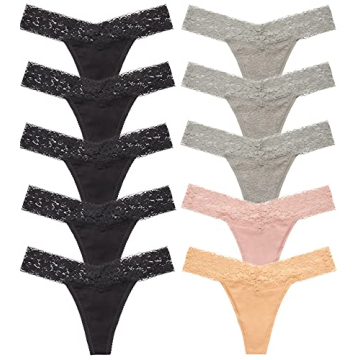 CULAYII Women's Cotton Lace Thong Underwear Pack - Soft, Stretchy & Breathable