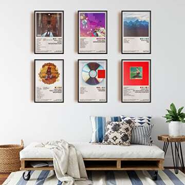 ManRule Kanye West Poster Set of 6 Album Cover Posters 8 by 12 inch Music Posters for Room Aesthetic Canvas Wall Art for Teens Room Decor UNFRAMED (Kanye West)