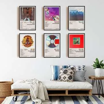 ManRule Kanye West Poster Set of 6 Album Cover Posters 8 by 12 inch Music Posters for Room Aesthetic Canvas Wall Art for Teens Room Decor UNFRAMED (Kanye West)