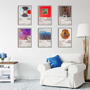 ManRule Kanye West Poster Set of 6 Album Cover Posters 8 by 12 inch Music Posters for Room Aesthetic Canvas Wall Art for Teens Room Decor UNFRAMED (Kanye West)