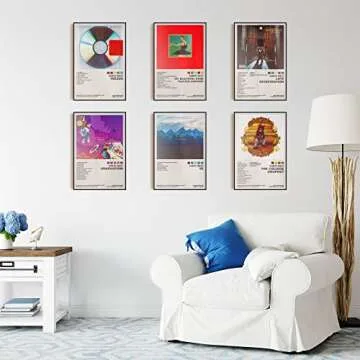 ManRule Kanye West Poster Set of 6 Album Cover Posters 8 by 12 inch Music Posters for Room Aesthetic Canvas Wall Art for Teens Room Decor UNFRAMED (Kanye West)