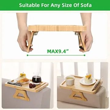 Durable Bamboo Arm Tray - Perfect for Snacks & Devices