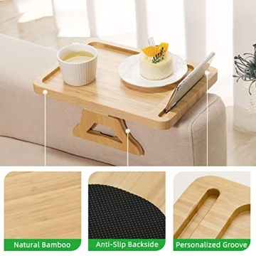 Durable Bamboo Arm Tray - Perfect for Snacks & Devices