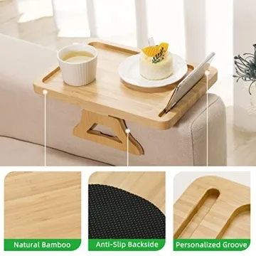 Durable Bamboo Arm Tray - Perfect for Snacks & Devices