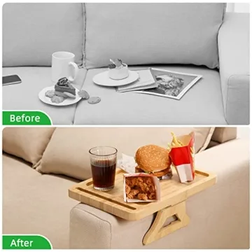 Durable Bamboo Arm Tray - Perfect for Snacks & Devices