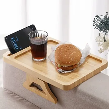 Durable Bamboo Arm Tray - Perfect for Snacks & Devices