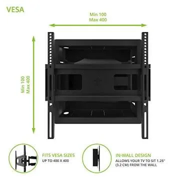 Kanto R300 Recessed In-Wall Full Motion Articulating TV Mount for 32-inch to 55-inch TVs | Ultra Low...