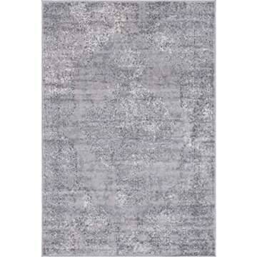 Rugs.com Oregon Collection Rug – 4' x 6' Gray Low-Pile Rug Perfect for Living Rooms, Large Dining Rooms, Open Floorplans