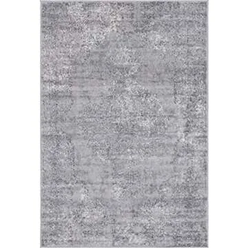 Rugs.com Oregon Collection Rug – 4' x 6' Gray Low-Pile Rug Perfect for Living Rooms, Large Dining Rooms, Open Floorplans