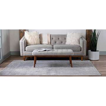 Rugs.com Oregon Collection Rug – 4' x 6' Gray Low-Pile Rug Perfect for Living Rooms, Large Dining Rooms, Open Floorplans