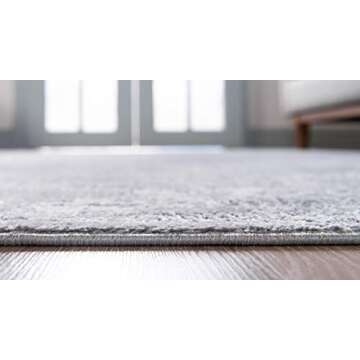 Rugs.com Oregon Collection Rug – 4' x 6' Gray Low-Pile Rug Perfect for Living Rooms, Large Dining Rooms, Open Floorplans