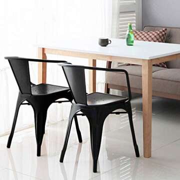 FDW Metal Dining Chairs Set of 4 Metal Patio Chairs Metal Chairs Café Restaurant Chairs 18 Inch Seat Height Indoor Outdoor Chairs Metal Stackable Bar Chairs with 330 LBS Weight Capacity