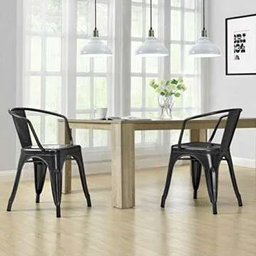 FDW Metal Dining Chairs Set of 4 Metal Patio Chairs Metal Chairs Café Restaurant Chairs 18 Inch Seat Height Indoor Outdoor Chairs Metal Stackable Bar Chairs with 330 LBS Weight Capacity