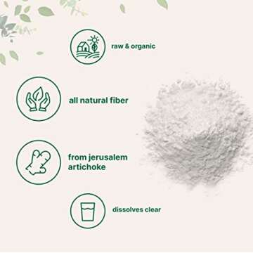 Organic Inulin FOS Powder (Jerusalem Artichoke), 2.2 Pounds (35 Ounce), Quick Water Soluble, Prebiotic Intestinal Support for Colon and Gut Health, Natural Fibers for Smoothie & Drinks, Vegan Friendly