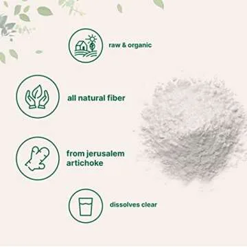 Organic Inulin FOS Powder (Jerusalem Artichoke), 2.2 Pounds (35 Ounce), Quick Water Soluble, Prebiotic Intestinal Support for Colon and Gut Health, Natural Fibers for Smoothie & Drinks, Vegan Friendly