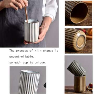 YOKIOU Unique Set of 4 Ceramic Coffee Cups for Gifts