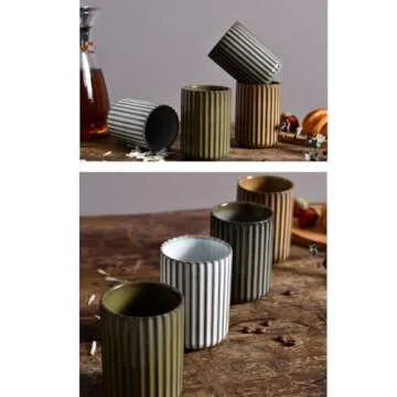 YOKIOU Unique Set of 4 Ceramic Coffee Cups for Gifts
