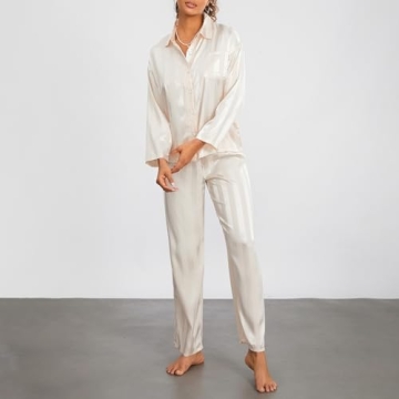 FOMOYUU Women’s Silk Pajama Set in Heart Print