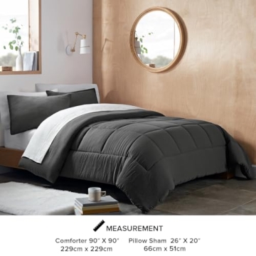 UGG 32546 Leonora Full-Queen 3-Piece Comforter Set Soft Luxury Bedding Comforter and Two Pillow Shams Cozy Comfortable Reversible Machine Washable Hotel Style Bedding Set, Full/Queen, Charcoal