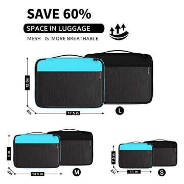 Packing Cubes Organizer Travel Accessories for Luggage 6 Set(Black Green)