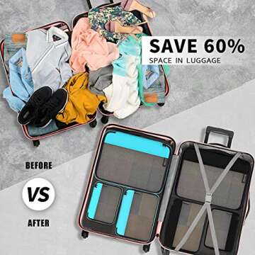 Packing Cubes Organizer Travel Accessories - 6 Set