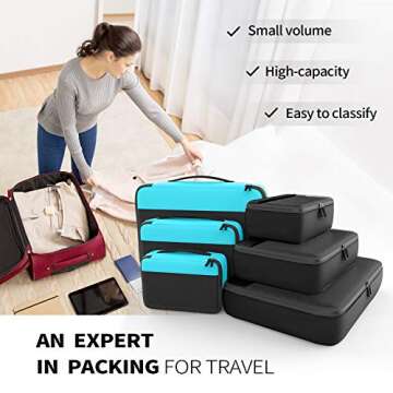 Packing Cubes Organizer Travel Accessories - 6 Set
