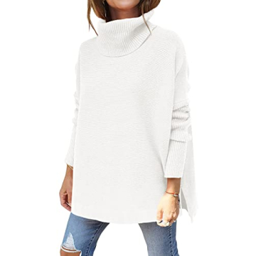 ANRABESS Women's Oversized Turtleneck Batwing Sleeve Sweater - Casual Chic