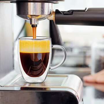 Ulrikco Double Walled Glass Coffee Mugs Set for Hot or Cold Drinks