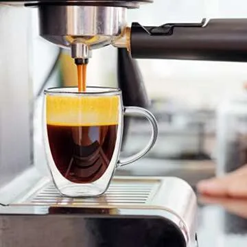 Ulrikco Double Walled Glass Coffee Mugs Set for Hot or Cold Drinks