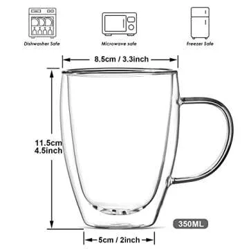 Ulrikco Double Walled Glass Coffee Mugs Set for Hot or Cold Drinks