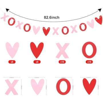 HEYPRIIL Valentines Day Decor Heart Garland Banner, Valentine's Decorations Banner for Home Romantic...