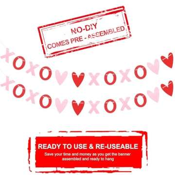 Valentine's Day Heart Garland Banner for Romantic Decor