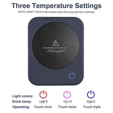 AnbanglinCoffee Mug Warmer, Smart Cup Warmer for Desk, 3 Temperature Control & Auto Shut Off, Electric Cup Warmer for Heating Candle,Milk,Tea,Beverage (Dark Blue-No Cup)