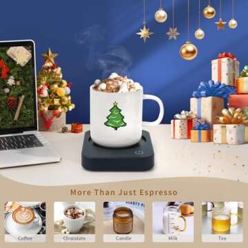 AnbanglinCoffee Mug Warmer, Smart Cup Warmer for Desk, 3 Temperature Control & Auto Shut Off, Electric Cup Warmer for Heating Candle,Milk,Tea,Beverage (Dark Blue-No Cup)