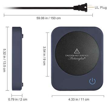 AnbanglinCoffee Mug Warmer, Smart Cup Warmer for Desk, 3 Temperature Control & Auto Shut Off, Electric Cup Warmer for Heating Candle,Milk,Tea,Beverage (Dark Blue-No Cup)