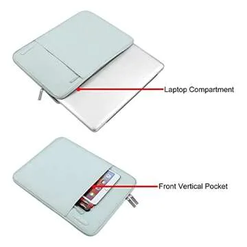 MOSISO Laptop Case 13.3 inch, 13-13.3 inch Laptop Sleeve Compatible with MacBook Air/Pro 13 / Pro 14, HP Dell ASUS Lenovo Notebook, Polyester Vertical Computer Sleeve Bag with Pocket, Mint Green