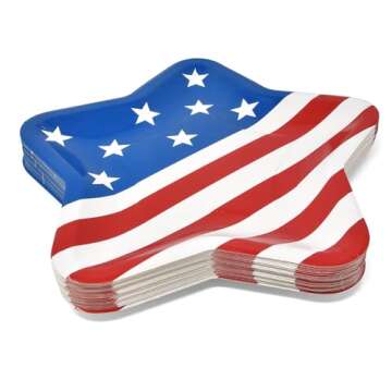 Gift Boutique 100 Patriotic Star Shaped Plates - July 4th Tableware
