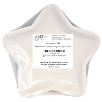 Gift Boutique 100 Patriotic Star Shaped Plates - July 4th Tableware