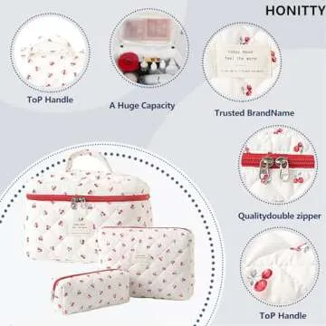 Floral Makeup Bag Set - Stylish & Portable for Women
